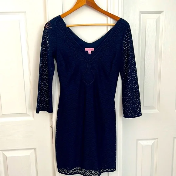 white christmas dresses Lilly Pulitzer Jane Navy Shift Dress main image 1
